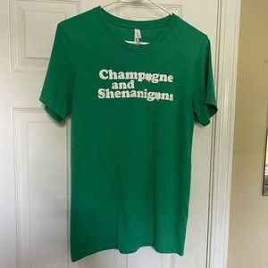 Size small green champagne and shenanigans t-shirt